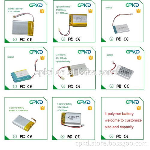 502535 size 3.7v nominal voltage polymer li-ion battery from China manufacturer